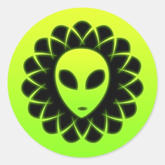 Green Glow Space Aliens Head Runder Aufkleber (Vorderseite)