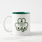 Green-Glücks-Kleeblatt-Script St. Patrick's Day Zweifarbige Tasse (Links)