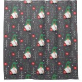 Green Gnome Christmas Tree Ornaments Muster Duschvorhang (Vorderseite)