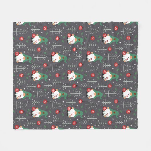 Green Gnome Christmas Tree Ornaments Muster Fleecedecke (Vorderseite (Horizontal))