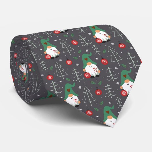 Green Gnome Christmas Tree Ornaments Muster Krawatte (Gerollt)