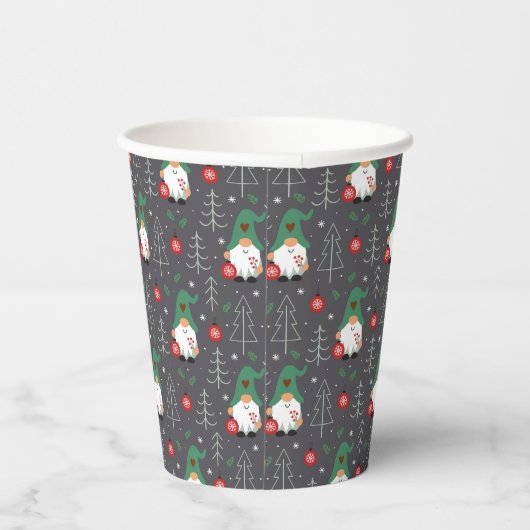 Green Gnome Christmas Tree Ornaments Muster Pappbecher (Rechts)