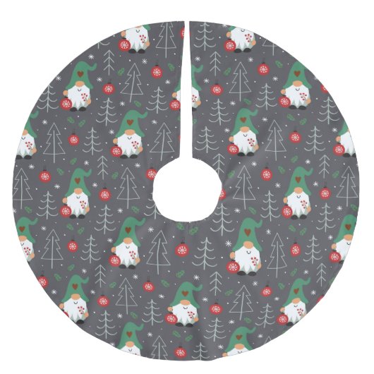 Green Gnome Christmas Tree Ornaments Muster Polyester Weihnachtsbaumdecke (Vorderseite)