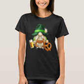 Green Gnome Holding Irish Beer And Shamrock St Pat T-Shirt (Vorderseite)