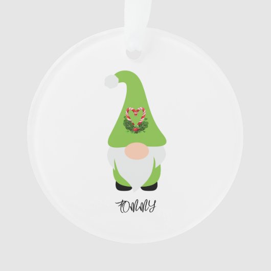 Green Gnome NAME Happy Holidays Year Fun Ornament (Vorderseite)