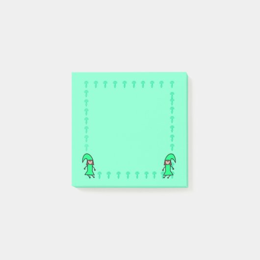 Green Gnome with Mushrooms Post it Notes Post-it Klebezettel (Vorderseite)