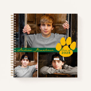 Green & Gold 3 Foto Paw Abschluss Gästebuch Notizblock