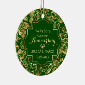 Green & Gold 50. Hochzeitstag Keramik Ornament (Rechts)