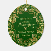 Green & Gold 50. Hochzeitstag Keramik Ornament (Links)