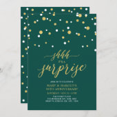 Green & Gold | 50. Überraschungsjubiläum Einladung (Vorne/Hinten)