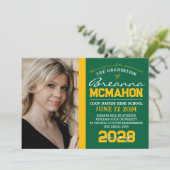 Green & Gold Abschluss 2 Foto Ankündigung (Stehend Vorderseite)