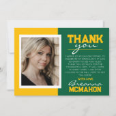 Green & Gold Abschluss 2 Foto Vielen Dank Einladung (Vorderseite)