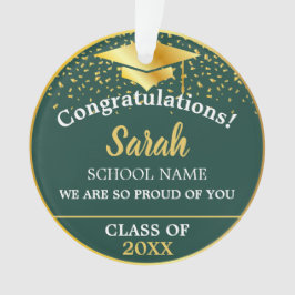 Green & Gold Abschluss Class 2025 Individuelle Nam Ornament