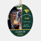 Green Gold Abschluss Custom Foto Class of 2025 Keramik Ornament (Rechts)