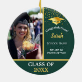 Green Gold Abschluss Custom Foto Class of 2025 Keramik Ornament (Hinten)
