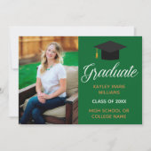 Green Gold Abschluss Foto 2025 Graduate Ankündigung (Vorderseite)