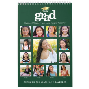 Green Gold Abschluss K-12 FotoCollage 15 Monate Kalender