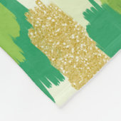 Green Gold Abstrakt Brushstrokes Muster Fleecedecke (Ecke)