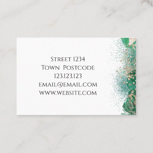 Green Gold Abstrakt Custom Modern Visitenkarte (Rückseite)
