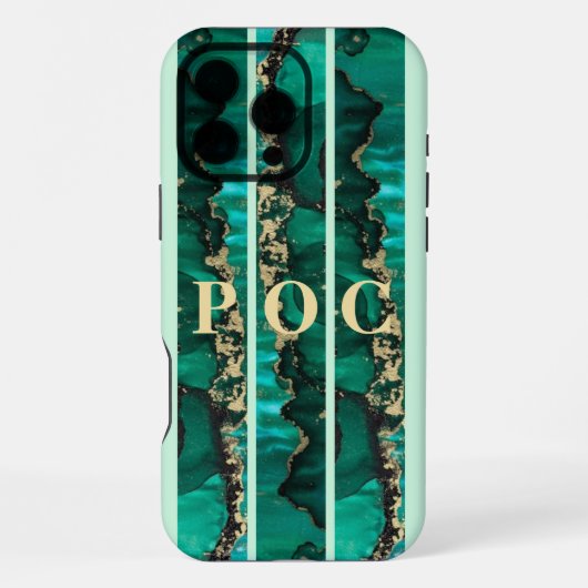 Green Gold Abstrakt Monogram Case Mate iPhone Hülle (Rückseite)