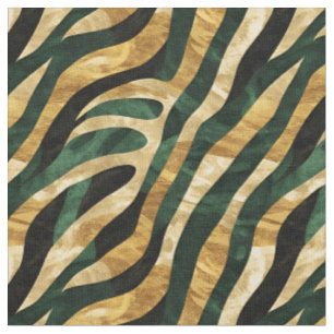 Green & Gold Abstrakte Lines Stoff