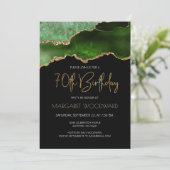 Green Gold Agate 70. Geburtstagsparty Einladung (Stehend Vorderseite)