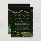 Green & Gold Agate Wedding Honeymoon Fund Begleitkarte (Vorne/Hinten)