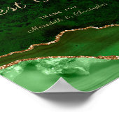 Green Gold Agate Wedding Poster (Ecke)