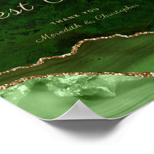 Green Gold Agate Wedding Poster (Ecke)
