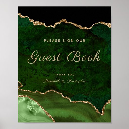 Green Gold Agate Wedding Poster (Vorne)