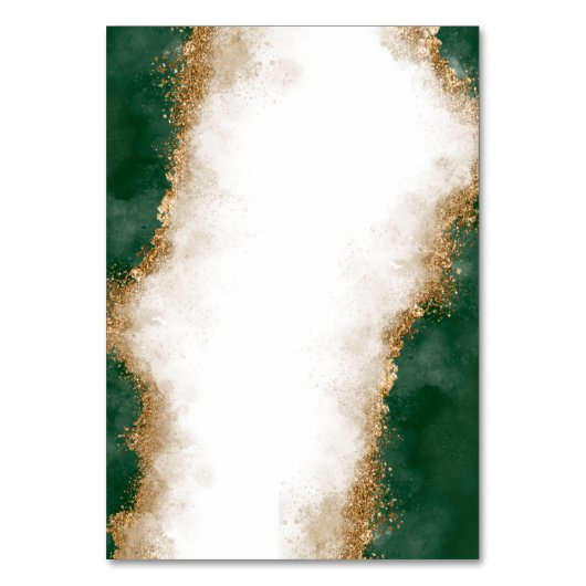 Green & Gold Agate Wedding Tischnummer Card (Rückseite)