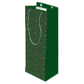 Green & Gold Arabesque Geschenktasche Geschenktüte Für Weinflaschen (Rückseite Schrägansicht)