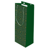 Green & Gold Arabesque Geschenktasche Geschenktüte Für Weinflaschen (Vorderseite Schrägansicht)