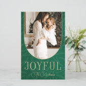 Green Gold Arch Joyful Foto Holiday Card (Stehend Vorderseite)