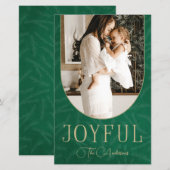 Green Gold Arch Joyful Foto Holiday Card (Vorne/Hinten)