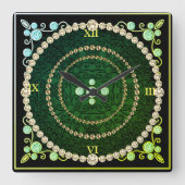 Green & Gold Art Deco Wall Uhr (Vorderseite)