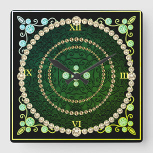 Green & Gold Art Deco Wall Uhr