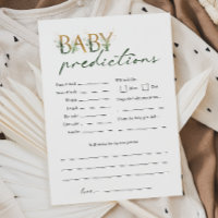 Green & Gold Baby Shower Baby Predictions Card