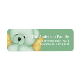 Green & Gold Baby Teddy Bär 2 Angel-Adressetikett