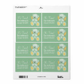 Green & Gold Baby Teddy Bear Angel Address Labels (Vorne)