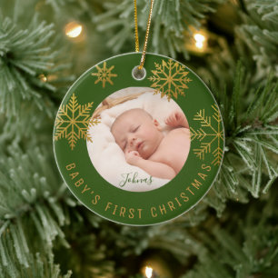 Green Gold Babys Erstes Weihnachtsgeschenk Keramik Ornament