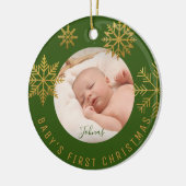 Green Gold Babys Erstes Weihnachtsgeschenk Keramik Ornament (Links)