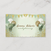 Green Gold Balloons Moderne Veranstaltungsplanung Visitenkarte (Vorderseite)