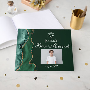Green Gold Bar Mitzvah Party Foto Custom Gästebuch