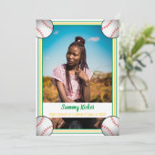 Green & Gold Baseball-Abschluss Ankündigung (Stehend Vorderseite)