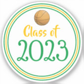 Green & Gold Basketball Class Year Abschluss Aufkleber (Vorderseite)