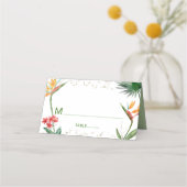 Green Gold Bat Mitzvah Tropenflora Wasserfarbe Platzkarte (Vorderseite)