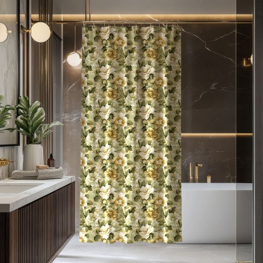 Green Gold Bathroom Curtain Elegant Pastel Chic Duschvorhang