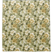 Green Gold Bathroom Curtain Elegant Pastel Chic Duschvorhang (Vorderseite)