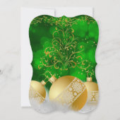 Green Gold Baubles White Weihnachtsfeier Einladung (Rückseite)